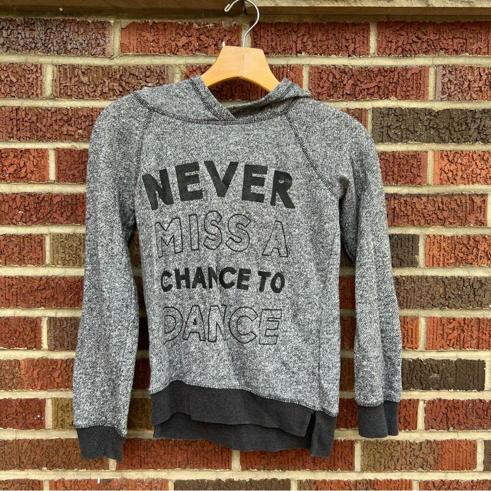 Old Navy Marled Gray Terry Cloth Graphic Pullover Hoodie